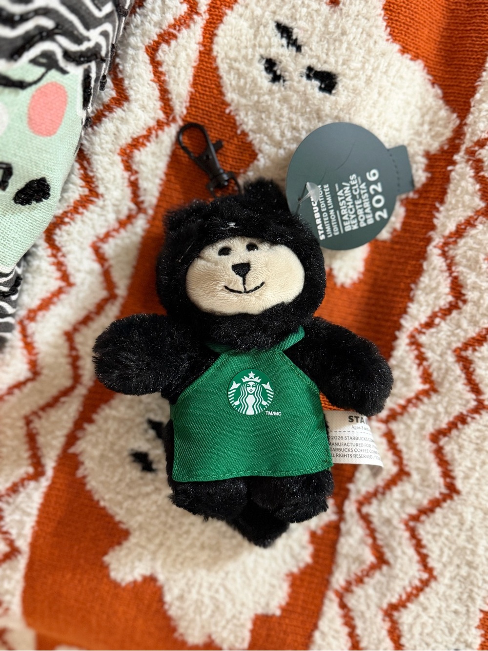 Starbucks Halloween 2026 Black Cat Barista Plush Keychain Bag Charm
